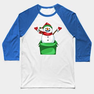 Snowman Christmas Box Baseball T-Shirt